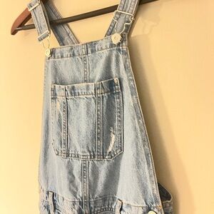 Zara Light Wash Denim Wide Leg Overalls Girls 13-14